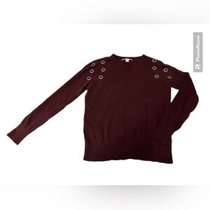Michael Kors maroon sweater with jewels and decorative gromets